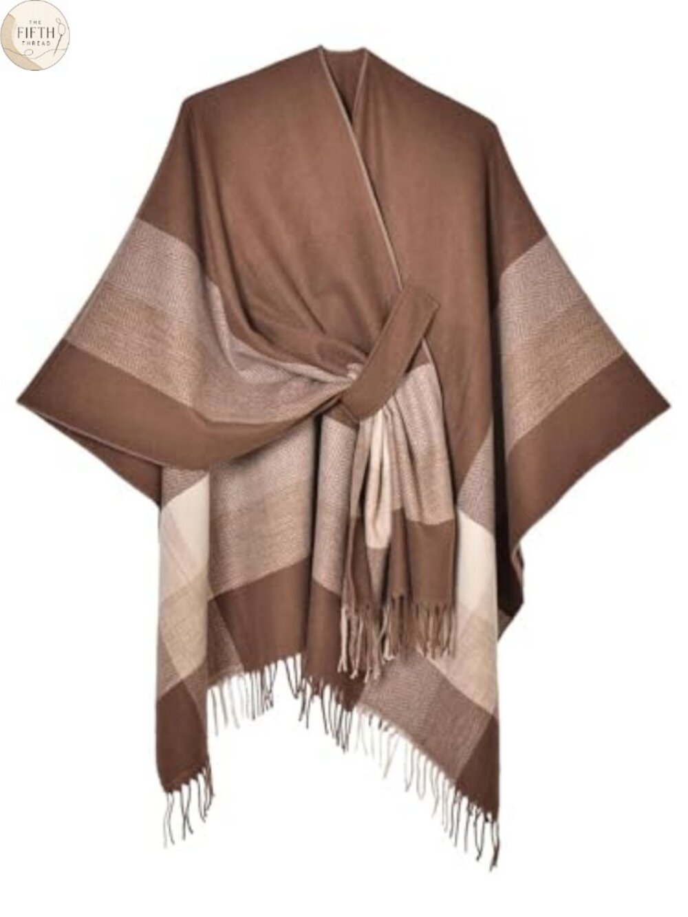 Elegant Reversible Shawl Wrap Open Front Poncho Cape Soft Travel Cardigan